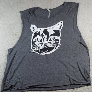Catastic! Mona B Women's 6 Shredded Back Sleeveless Cat Tank Top